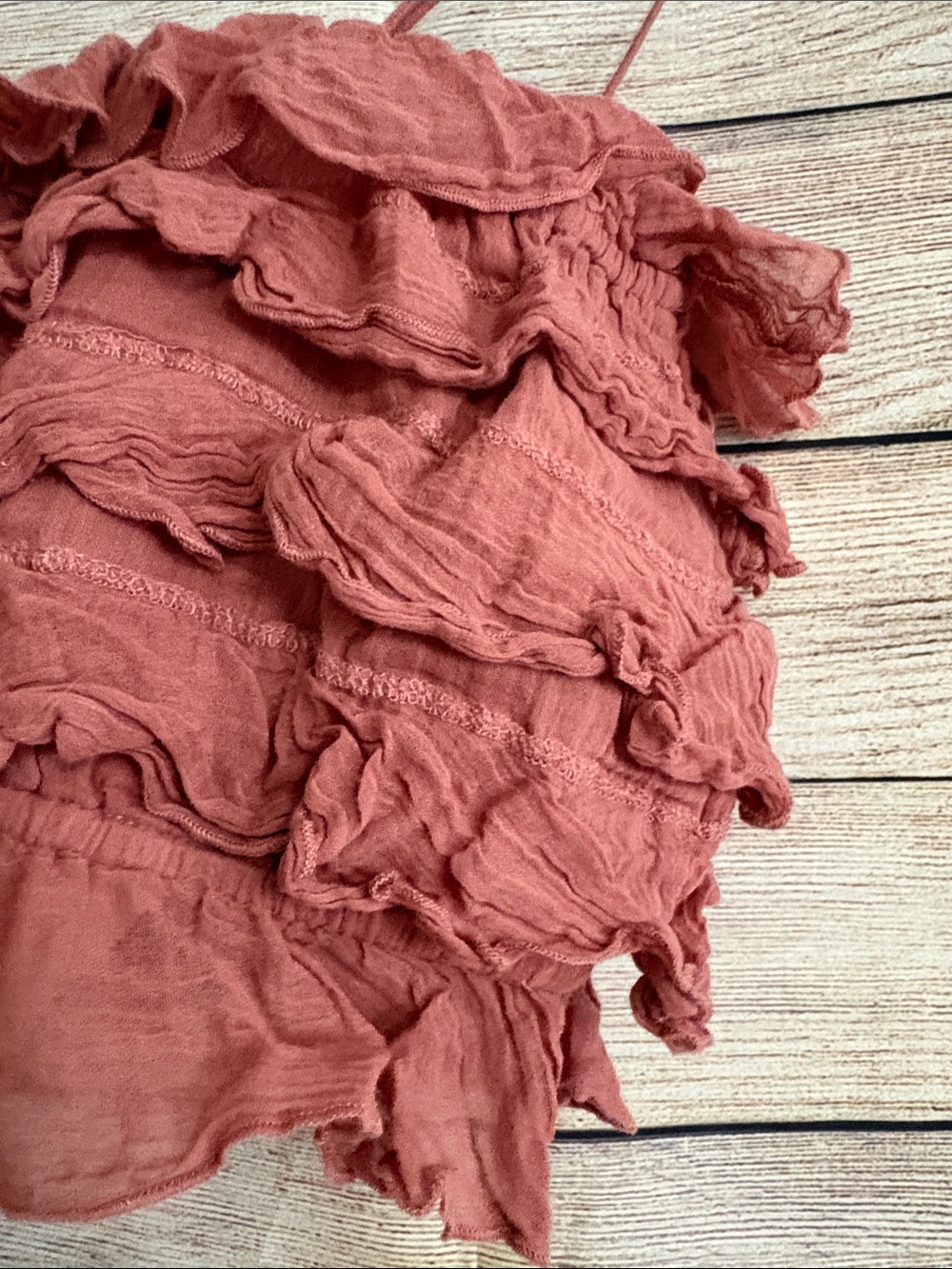 Free People Rust Ruffle Cropped Tank Top - Picture 8 of 8